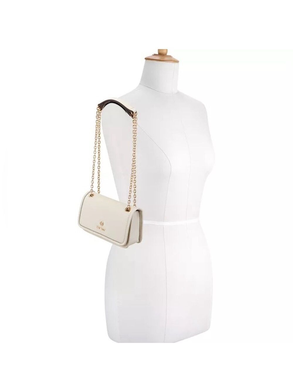 Nine West Saoirse Mini Convertible Crossbody Flap Bag in Cream with Gold - Picture 2 of 13